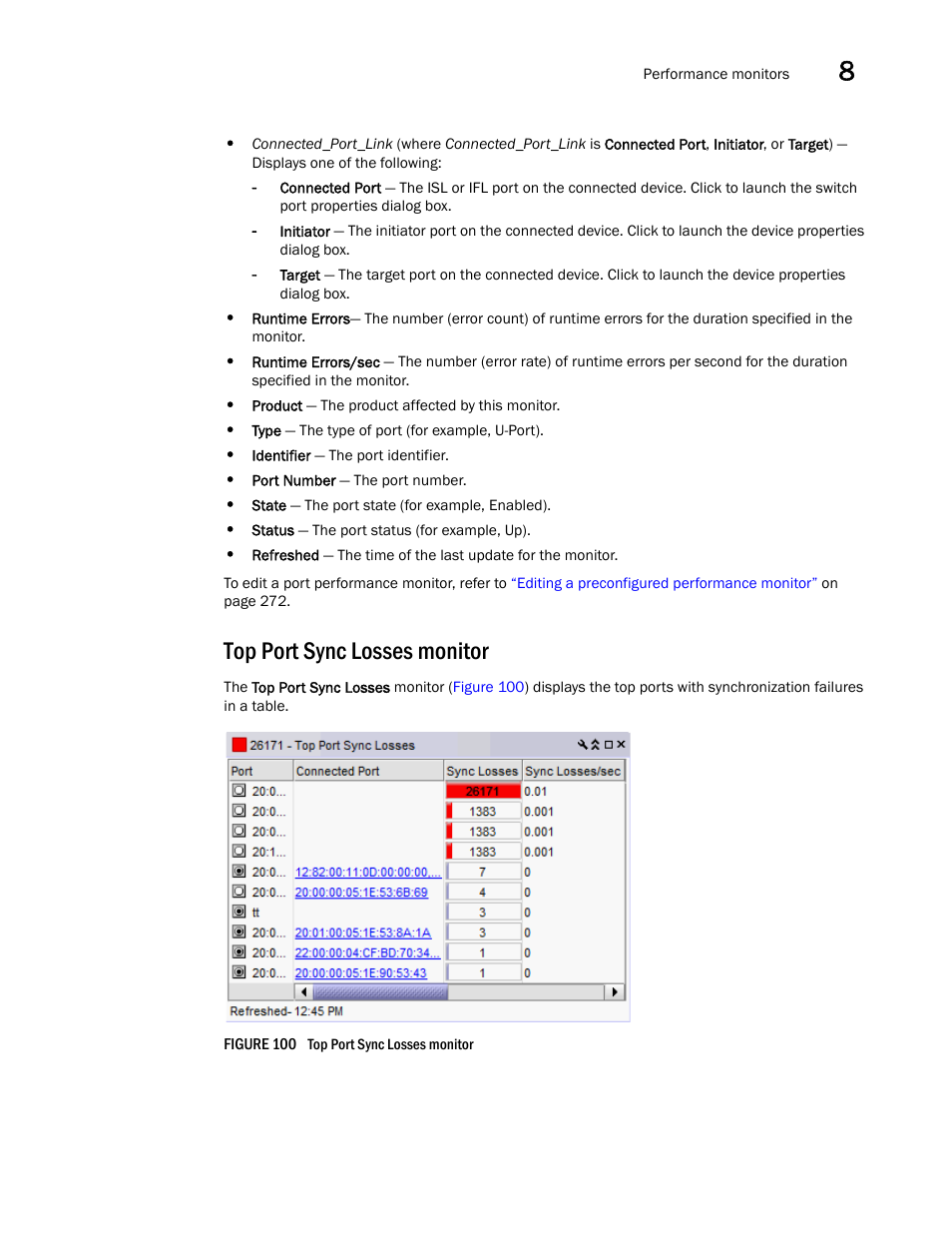 Top port sync losses monitor | Brocade Network Advisor IP User Manual v12.1.0 User Manual | Page 313 / 1770