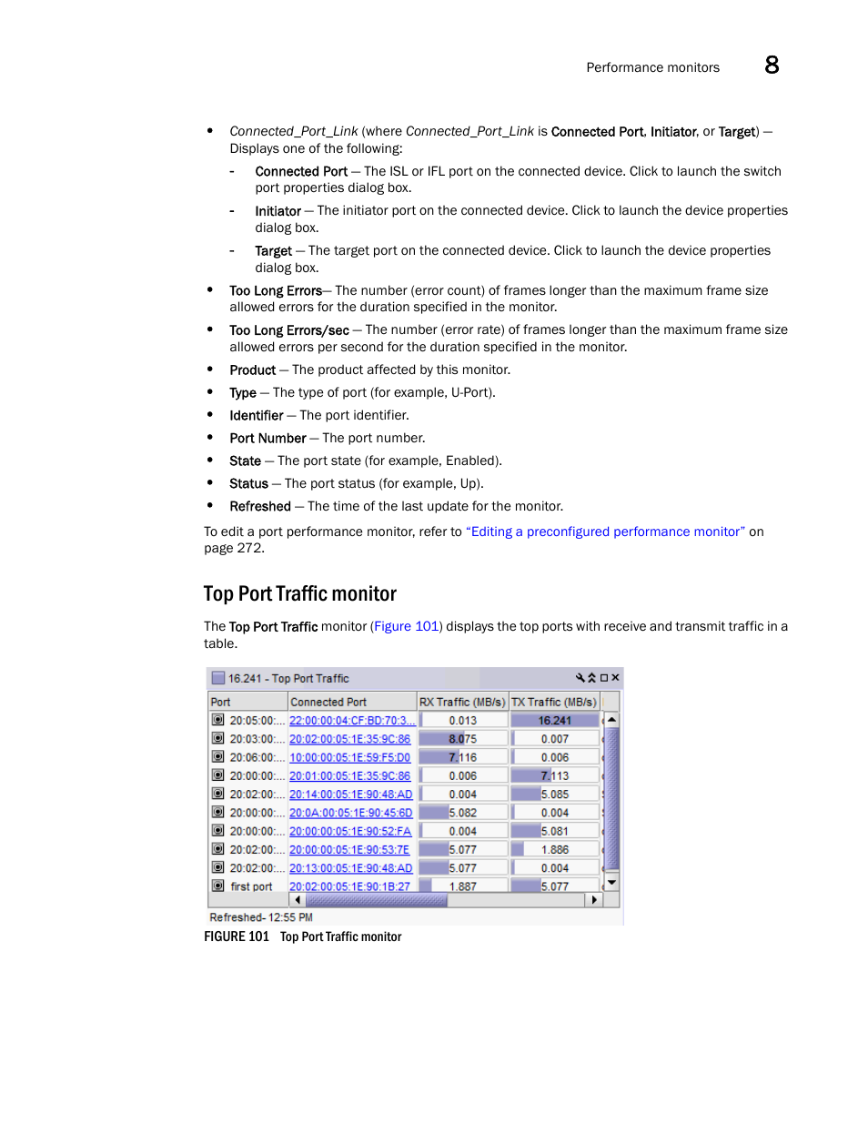 Top port traffic monitor | Brocade Network Advisor IP User Manual v12.1.0 User Manual | Page 315 / 1770