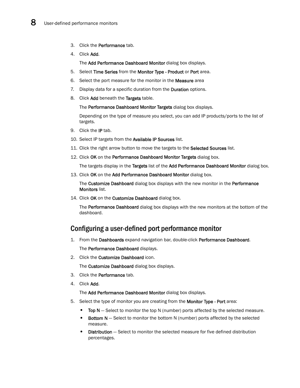 Configuring a user-defined port performance, Monitor | Brocade Network Advisor IP User Manual v12.1.0 User Manual | Page 336 / 1770