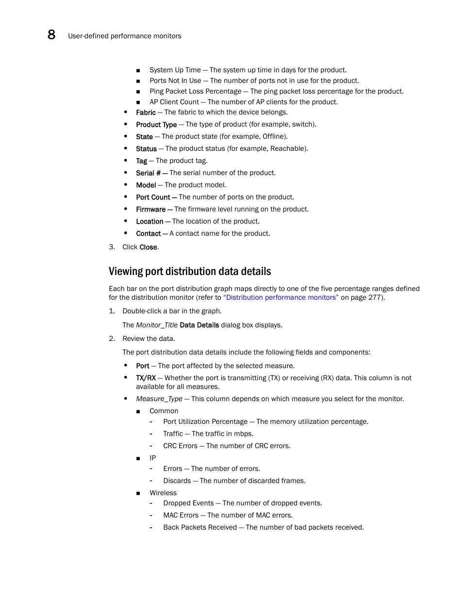 Viewing port distribution data details | Brocade Network Advisor IP User Manual v12.1.0 User Manual | Page 340 / 1770