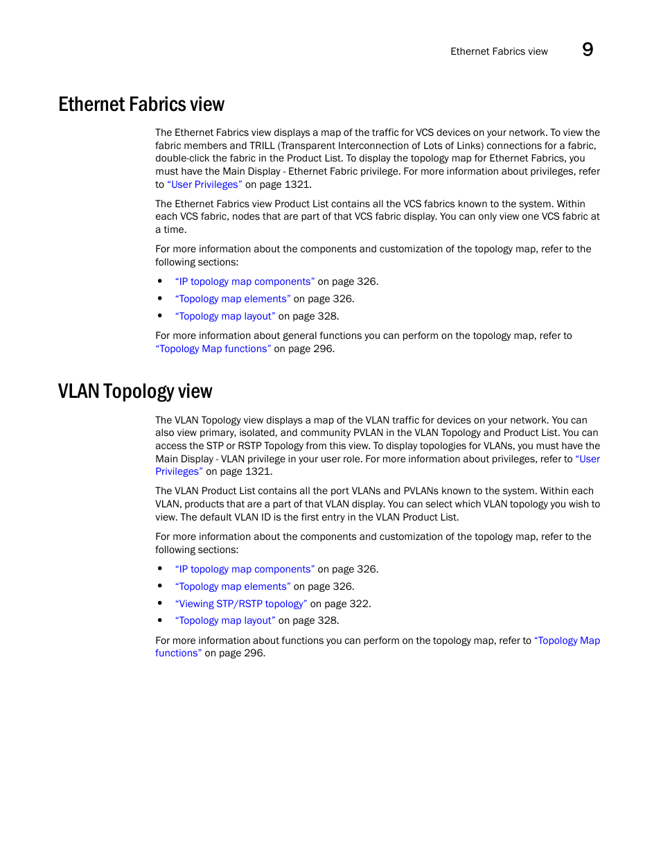 Ethernet fabrics view, Vlan topology view | Brocade Network Advisor IP User Manual v12.1.0 User Manual | Page 375 / 1770