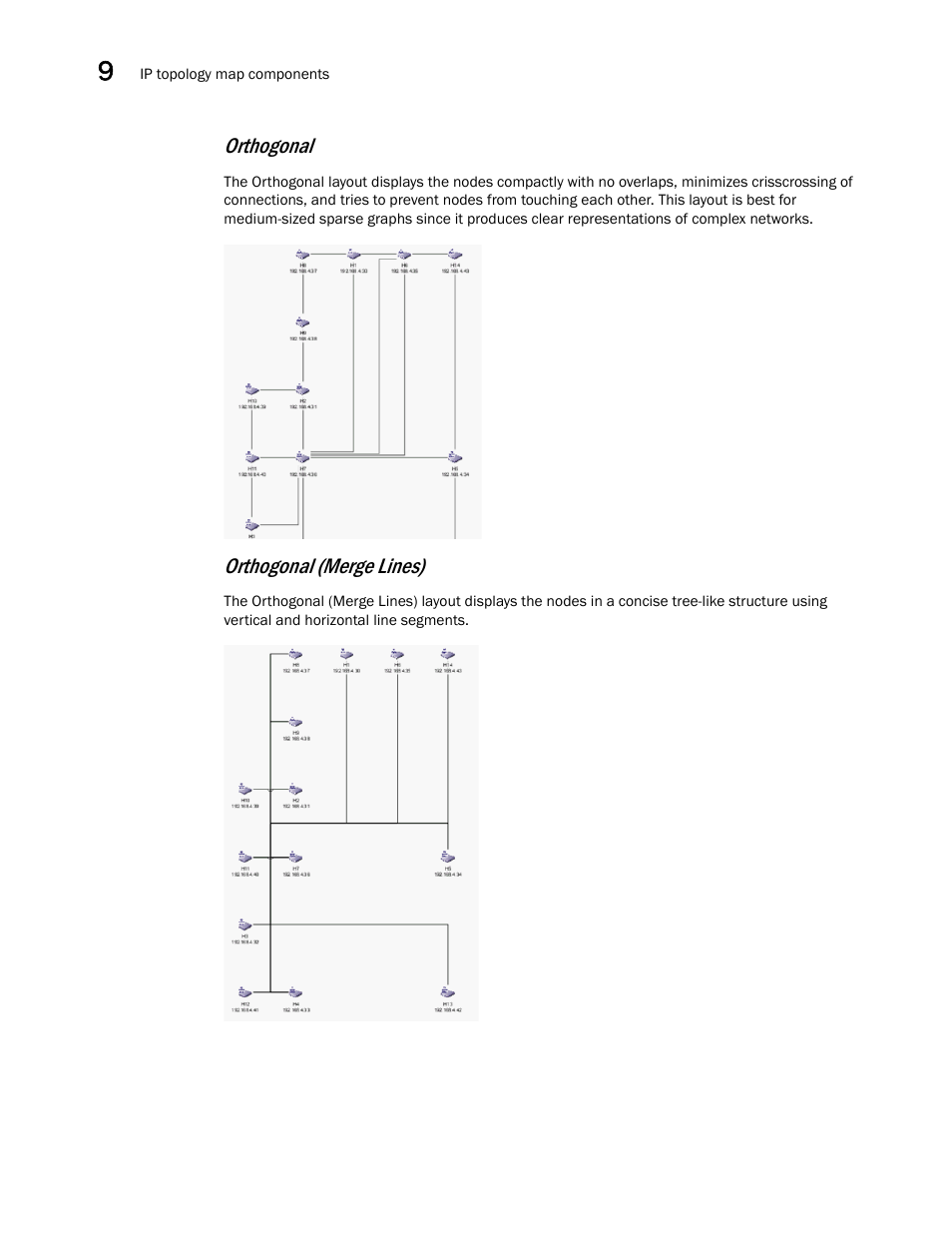 Orthogonal, Orthogonal (merge lines) | Brocade Network Advisor IP User Manual v12.1.0 User Manual | Page 384 / 1770