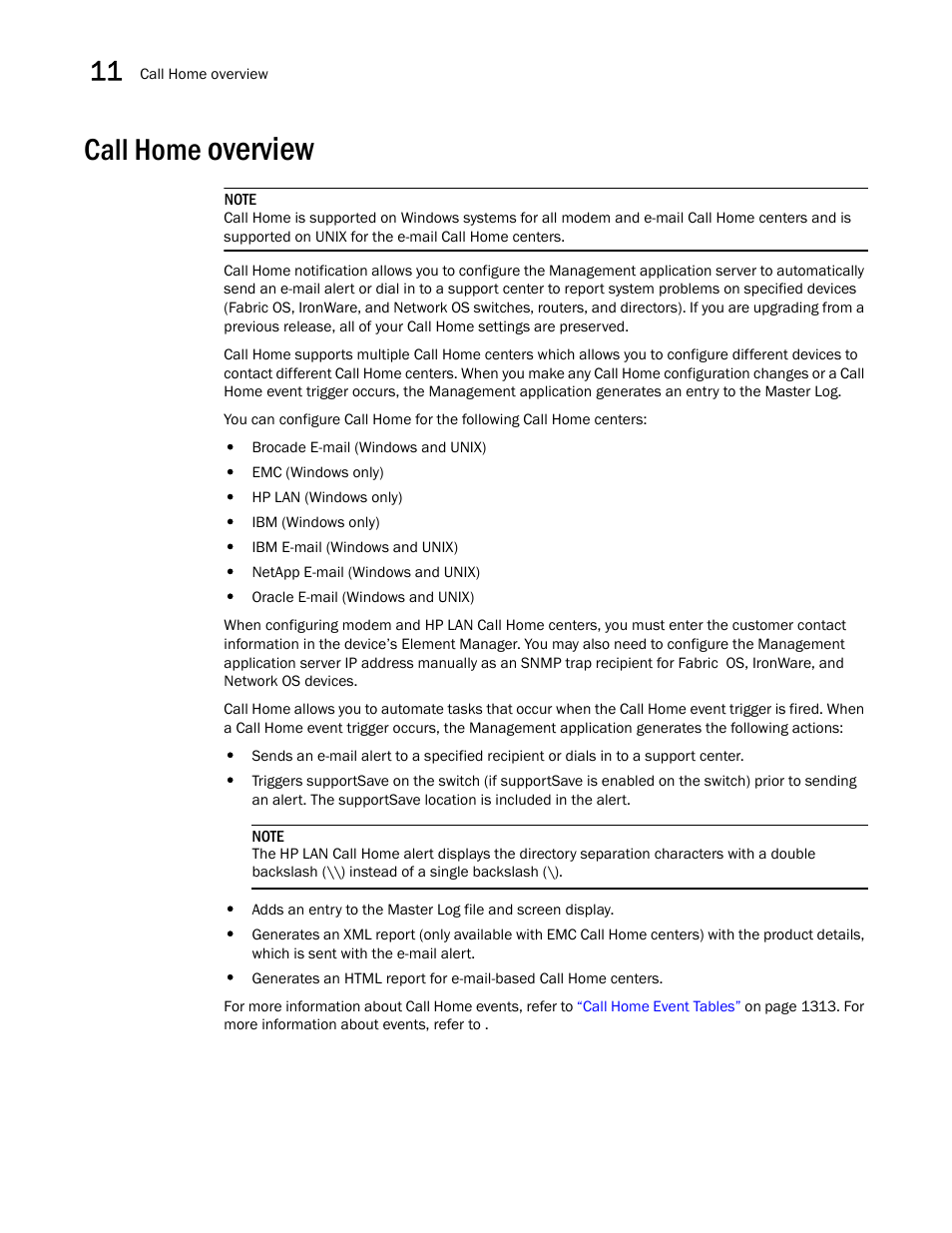 Call home overview, Overview, Call home | Brocade Network Advisor IP User Manual v12.1.0 User Manual | Page 410 / 1770