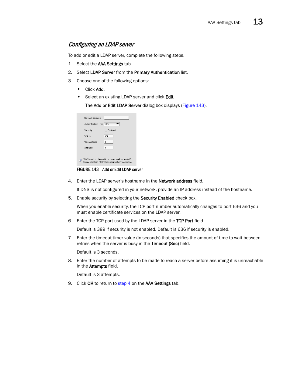 Configuring an ldap server | Brocade Network Advisor IP User Manual v12.1.0 User Manual | Page 451 / 1770