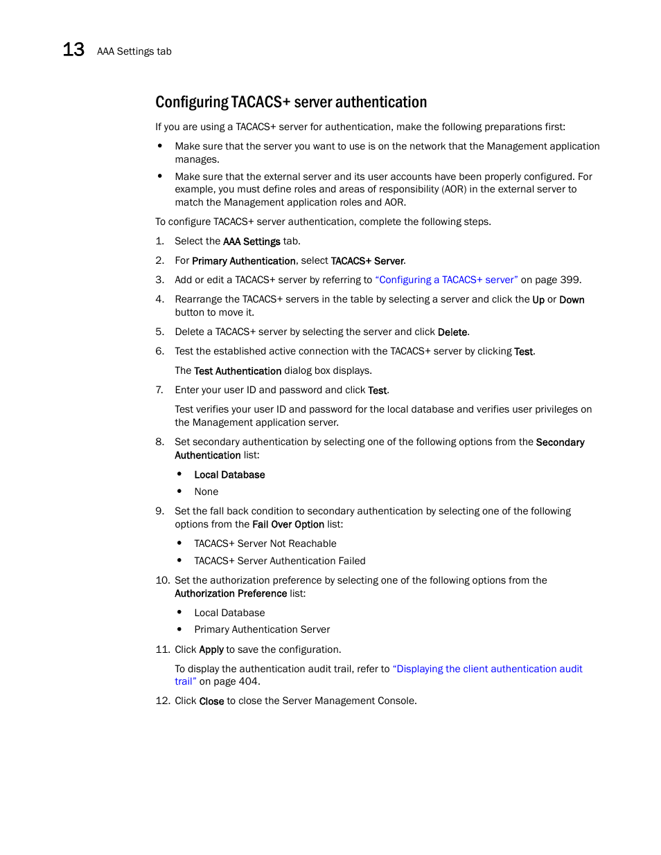 Configuring tacacs+ server authentication | Brocade Network Advisor IP User Manual v12.1.0 User Manual | Page 452 / 1770