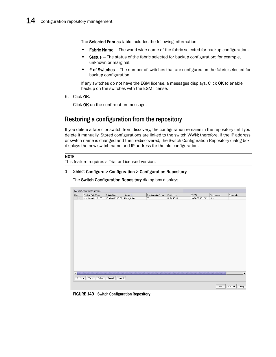 Restoring a configuration from the repository | Brocade Network Advisor IP User Manual v12.1.0 User Manual | Page 466 / 1770