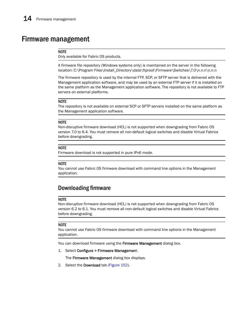Firmware management, Downloading firmware | Brocade Network Advisor IP User Manual v12.1.0 User Manual | Page 478 / 1770