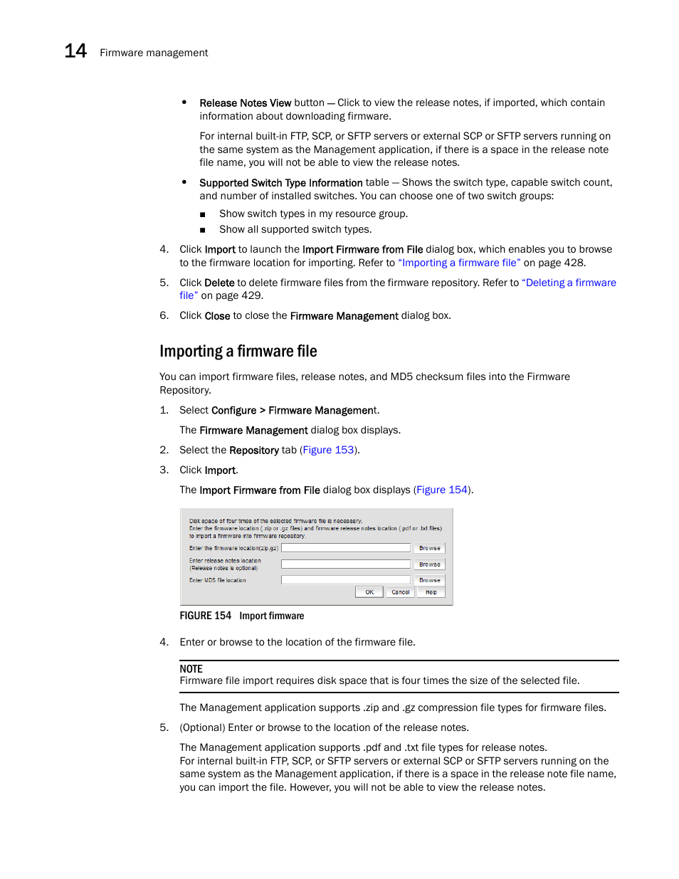 Importing a firmware file | Brocade Network Advisor IP User Manual v12.1.0 User Manual | Page 482 / 1770