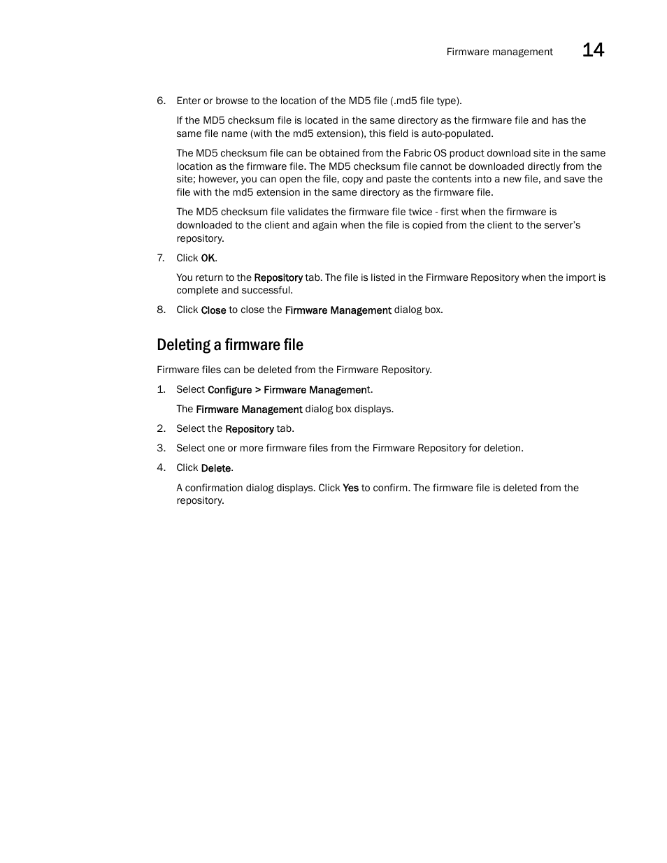 Deleting a firmware file, Deleting a firmware, File | Brocade Network Advisor IP User Manual v12.1.0 User Manual | Page 483 / 1770