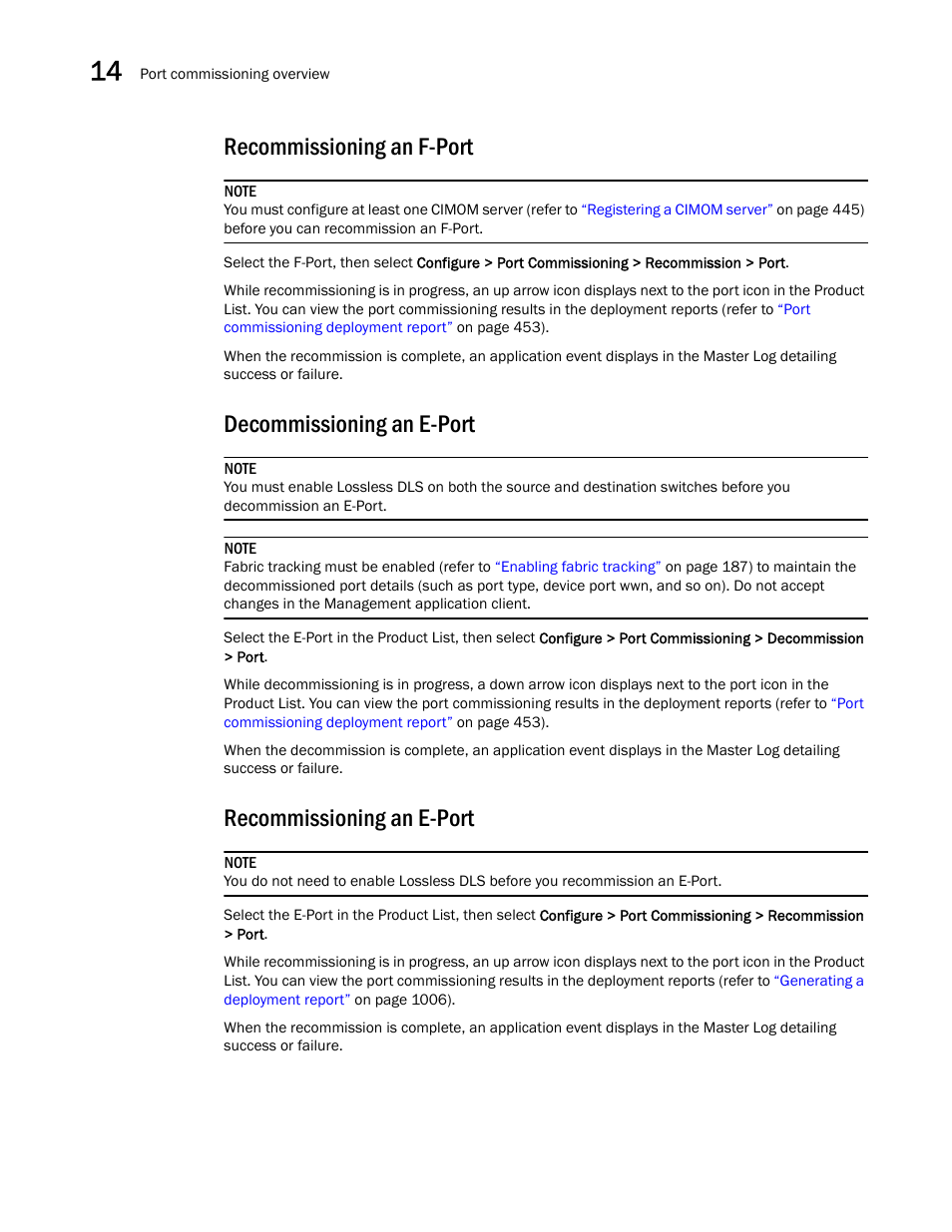 Decommissioning an e-port, Recommissioning an f-port, Recommissioning an e-port | Brocade Network Advisor IP User Manual v12.1.0 User Manual | Page 504 / 1770