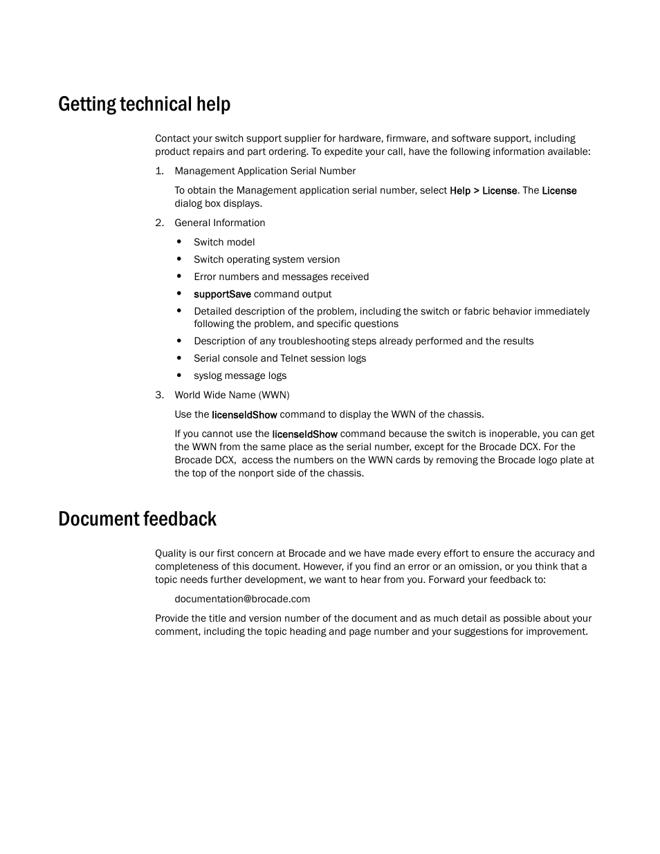 Getting technical help, Document feedback | Brocade Network Advisor IP User Manual v12.1.0 User Manual | Page 53 / 1770