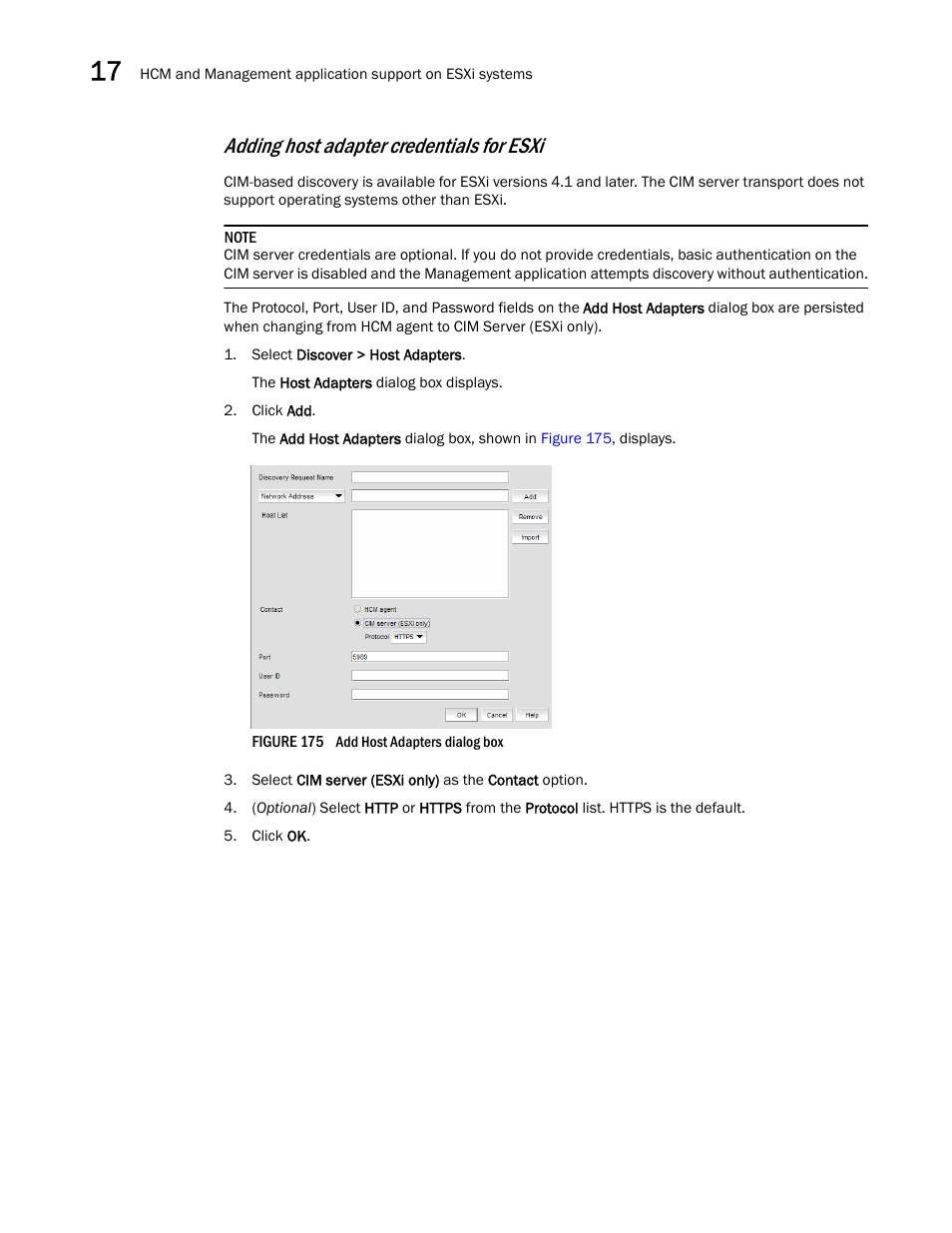 Adding host adapter credentials for esxi | Brocade Network Advisor IP User Manual v12.1.0 User Manual | Page 556 / 1770