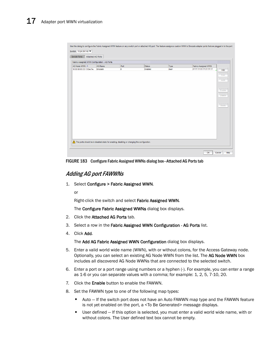 Adding ag port fawwns | Brocade Network Advisor IP User Manual v12.1.0 User Manual | Page 570 / 1770