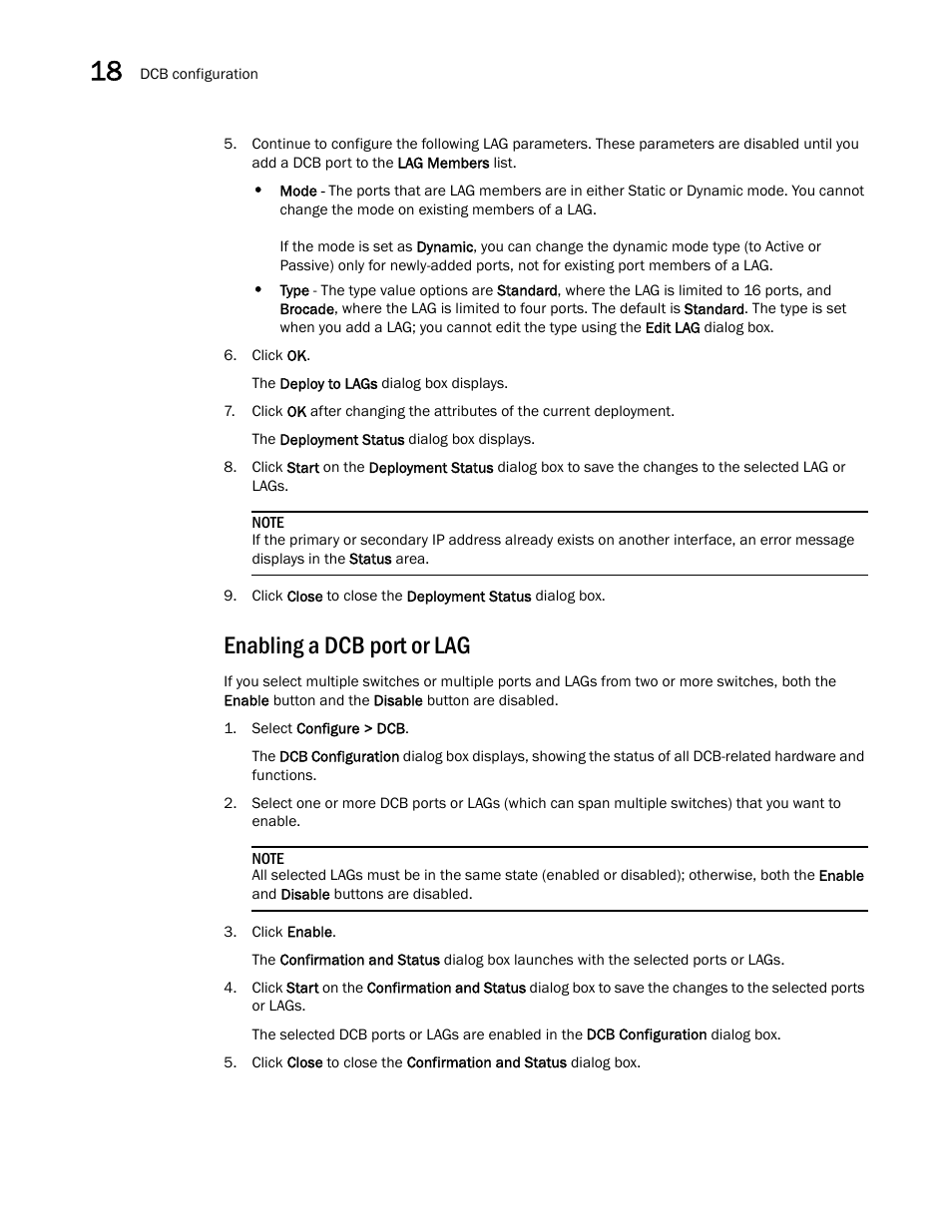 Enabling a dcb port or lag | Brocade Network Advisor IP User Manual v12.1.0 User Manual | Page 600 / 1770