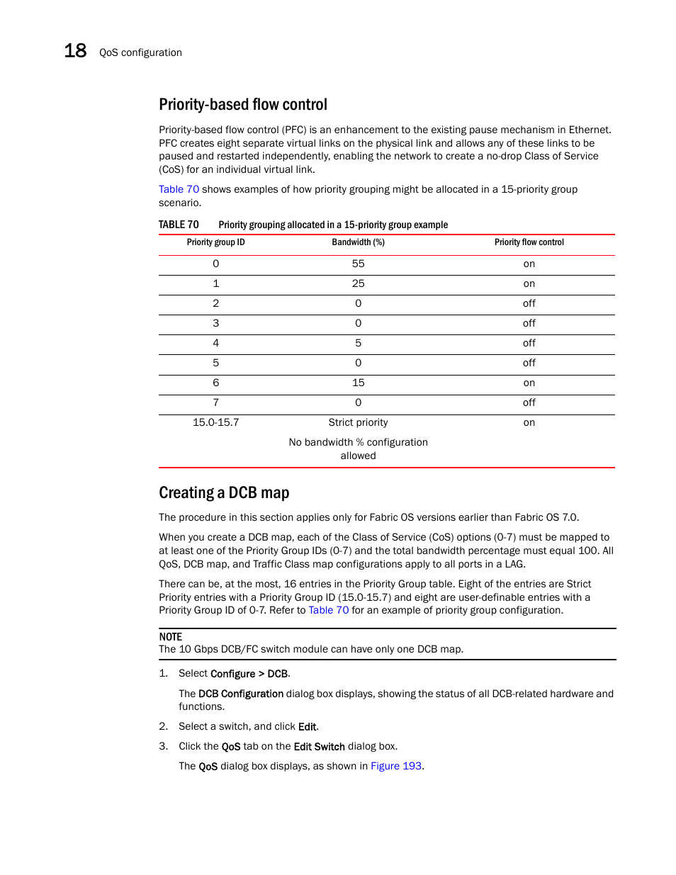 Priority-based flow control, Creating a dcb map | Brocade Network Advisor IP User Manual v12.1.0 User Manual | Page 602 / 1770