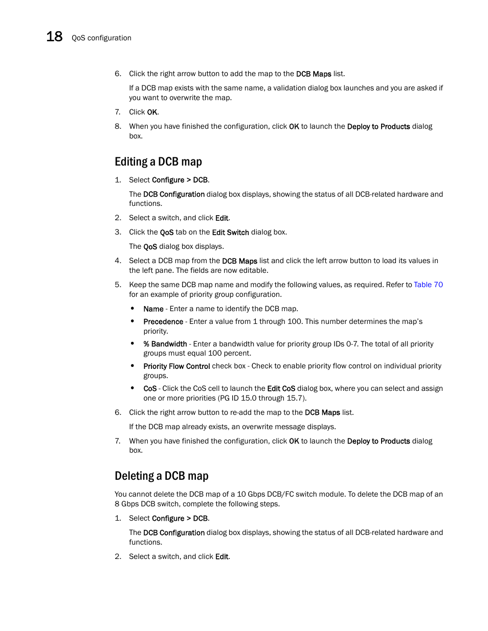 Editing a dcb map, Deleting a dcb map | Brocade Network Advisor IP User Manual v12.1.0 User Manual | Page 604 / 1770