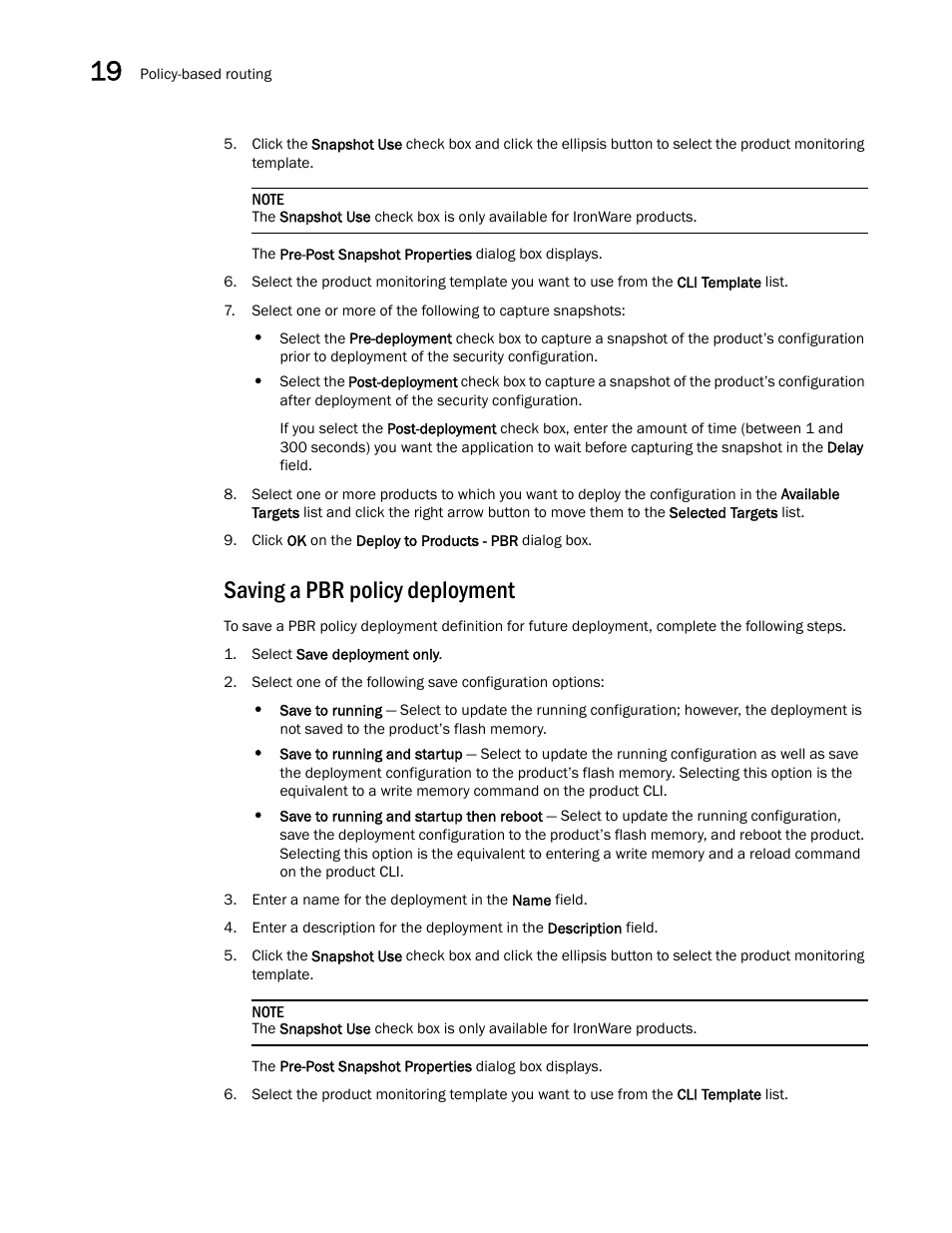 Saving a pbr policy deployment | Brocade Network Advisor IP User Manual v12.1.0 User Manual | Page 654 / 1770