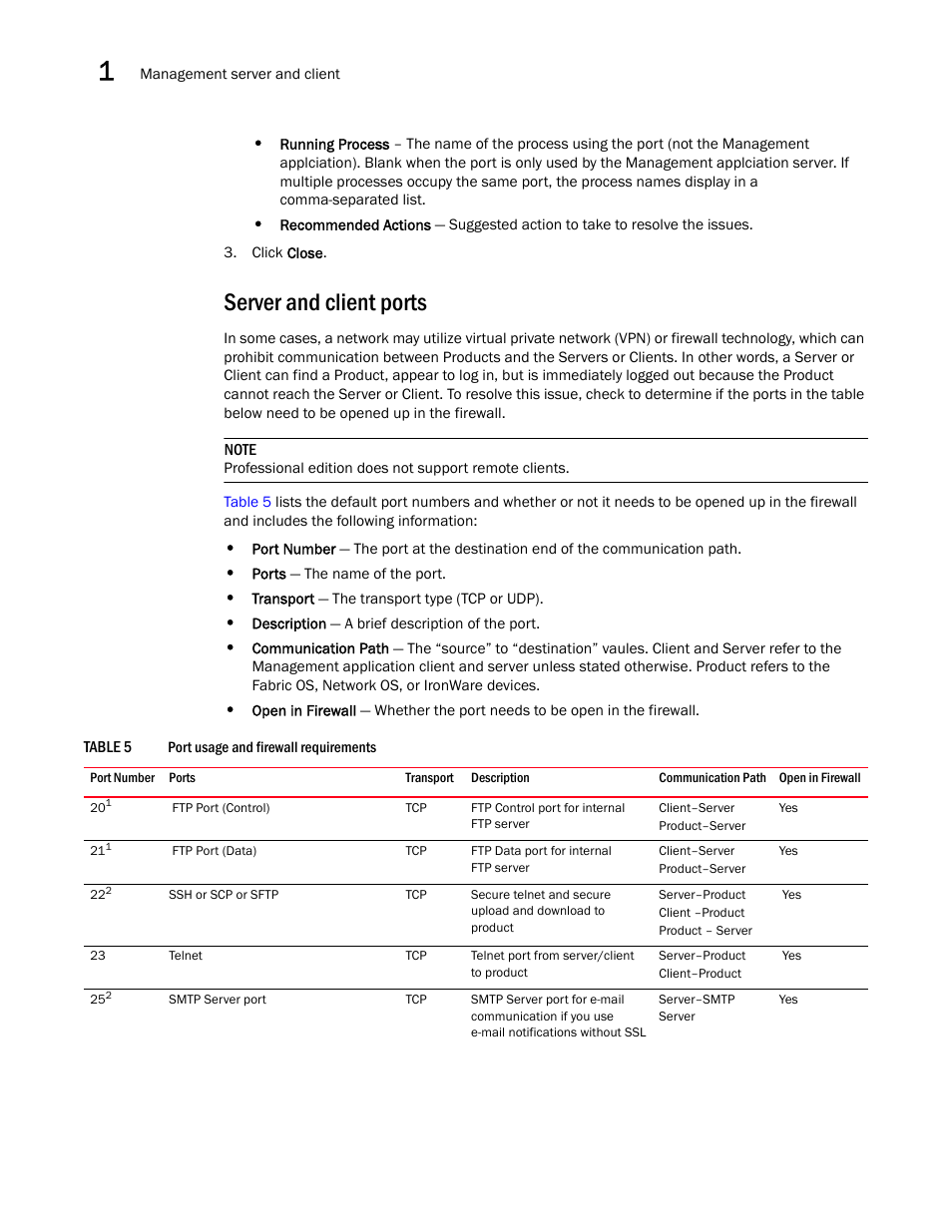 Server and client ports | Brocade Network Advisor IP User Manual v12.1.0 User Manual | Page 66 / 1770