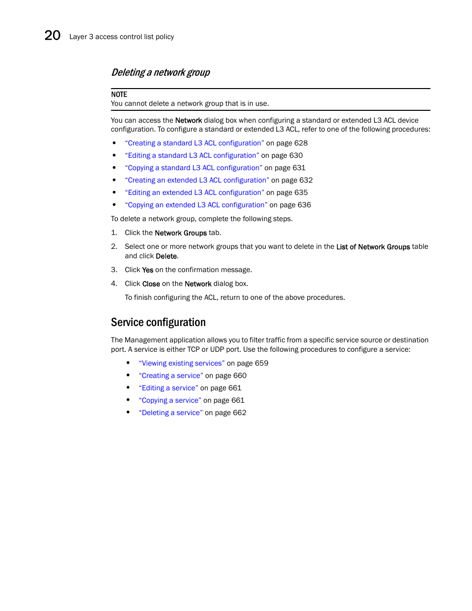 Service configuration, Deleting a network group | Brocade Network Advisor IP User Manual v12.1.0 User Manual | Page 712 / 1770