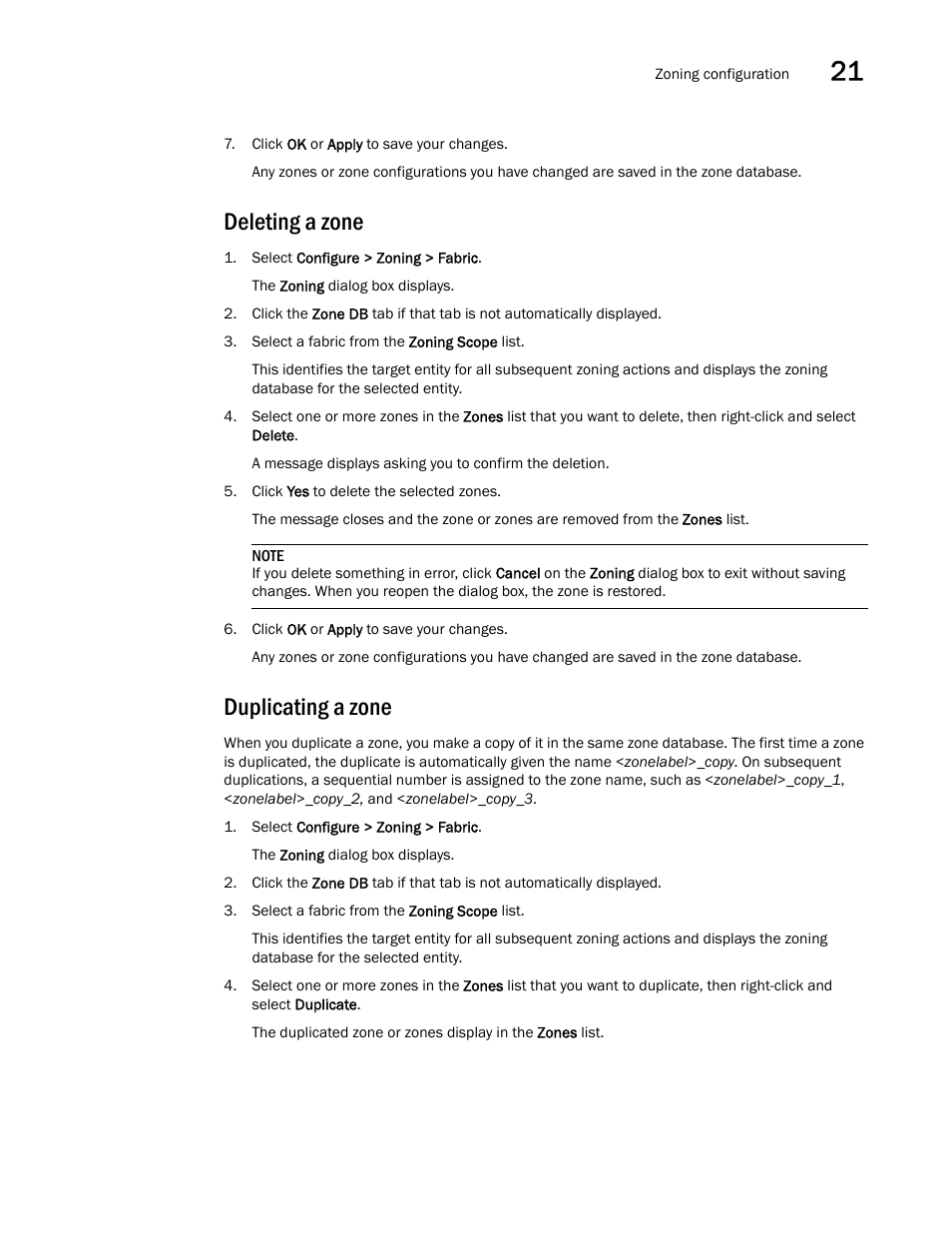 Deleting a zone, Duplicating a zone | Brocade Network Advisor IP User Manual v12.1.0 User Manual | Page 745 / 1770