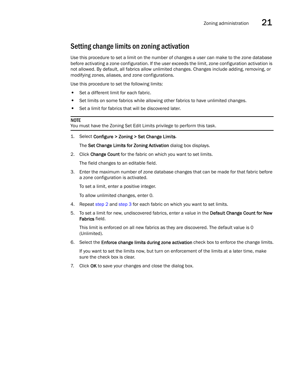 Setting change limits on zoning activation | Brocade Network Advisor IP User Manual v12.1.0 User Manual | Page 765 / 1770