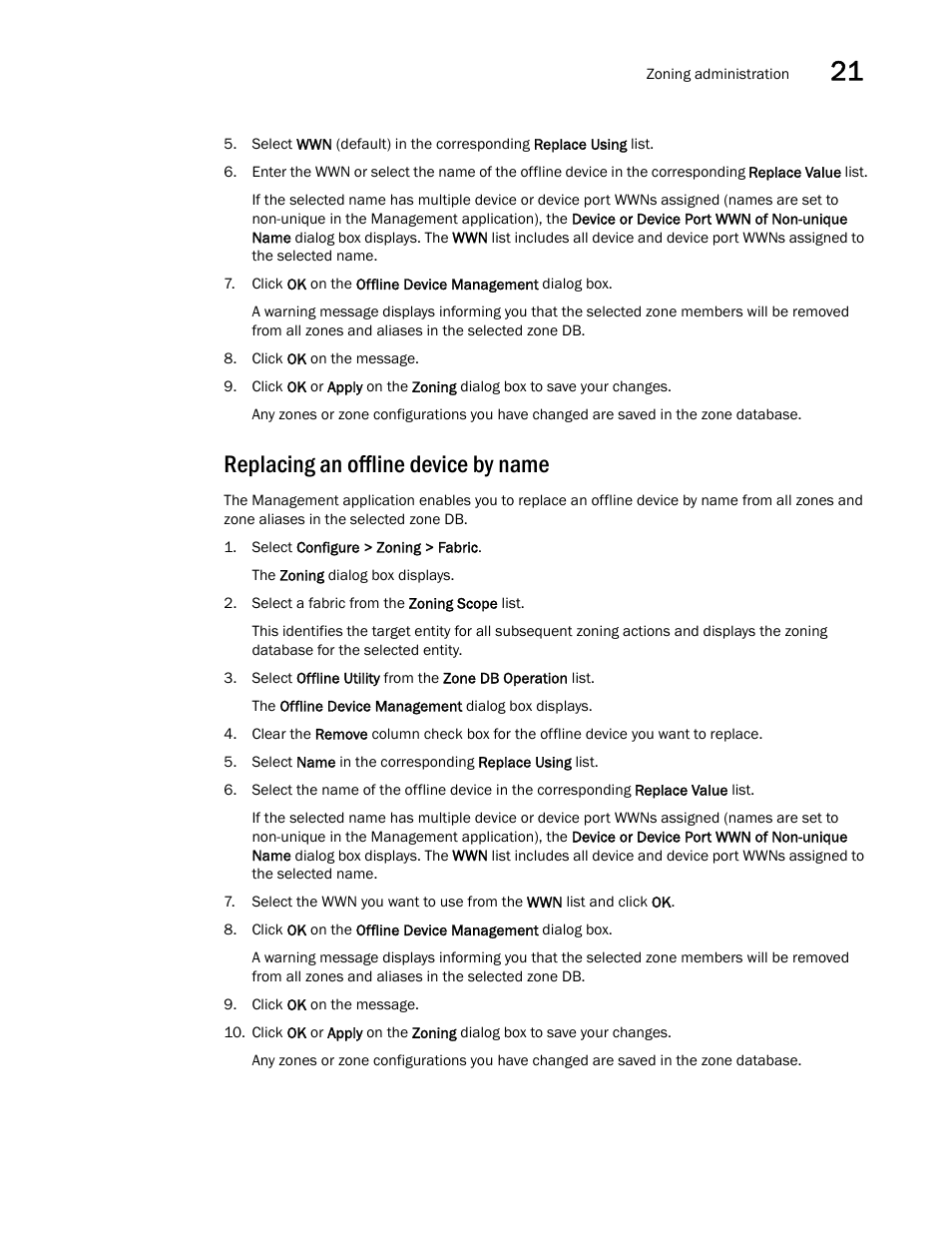Replacing an offline device by name | Brocade Network Advisor IP User Manual v12.1.0 User Manual | Page 771 / 1770