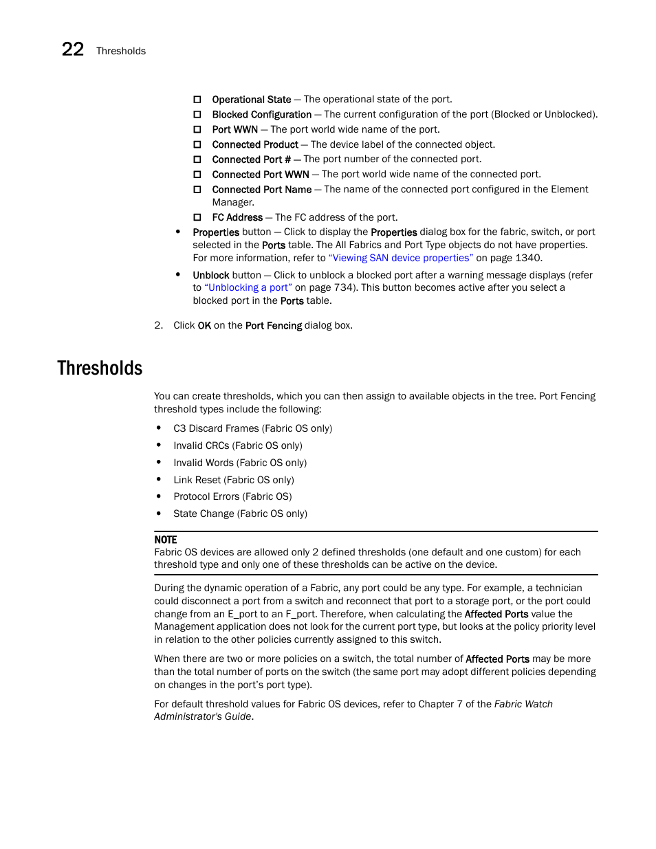 Thresholds | Brocade Network Advisor IP User Manual v12.1.0 User Manual | Page 776 / 1770