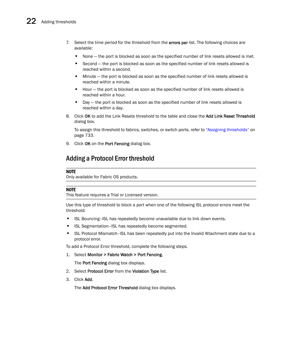 Adding a protocol error threshold, Step 8 | Brocade Network Advisor IP User Manual v12.1.0 User Manual | Page 784 / 1770