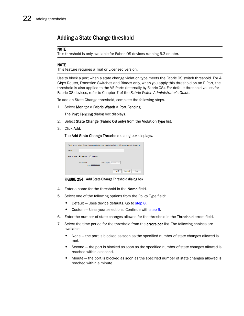 Adding a state change threshold | Brocade Network Advisor IP User Manual v12.1.0 User Manual | Page 786 / 1770