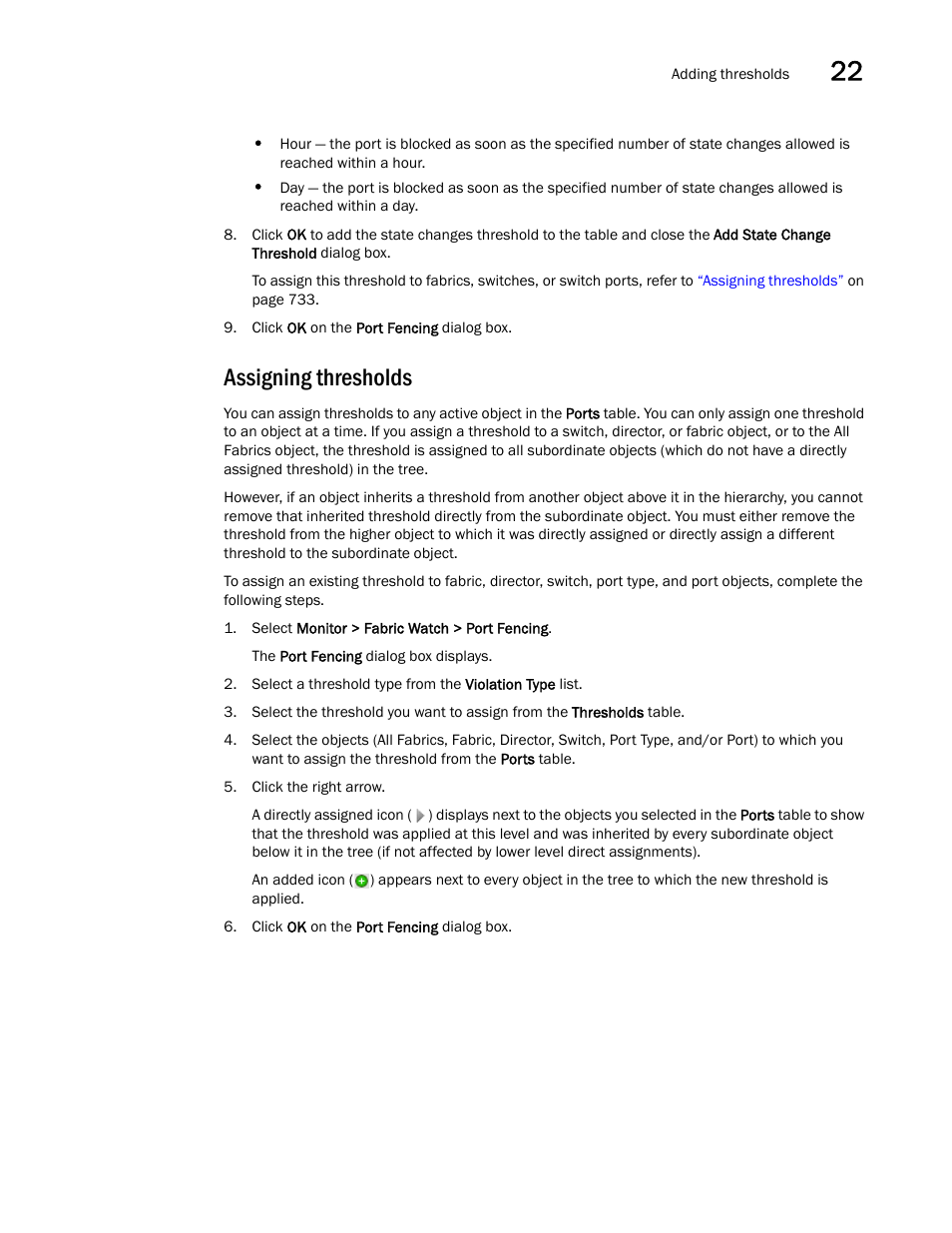 Assigning thresholds | Brocade Network Advisor IP User Manual v12.1.0 User Manual | Page 787 / 1770