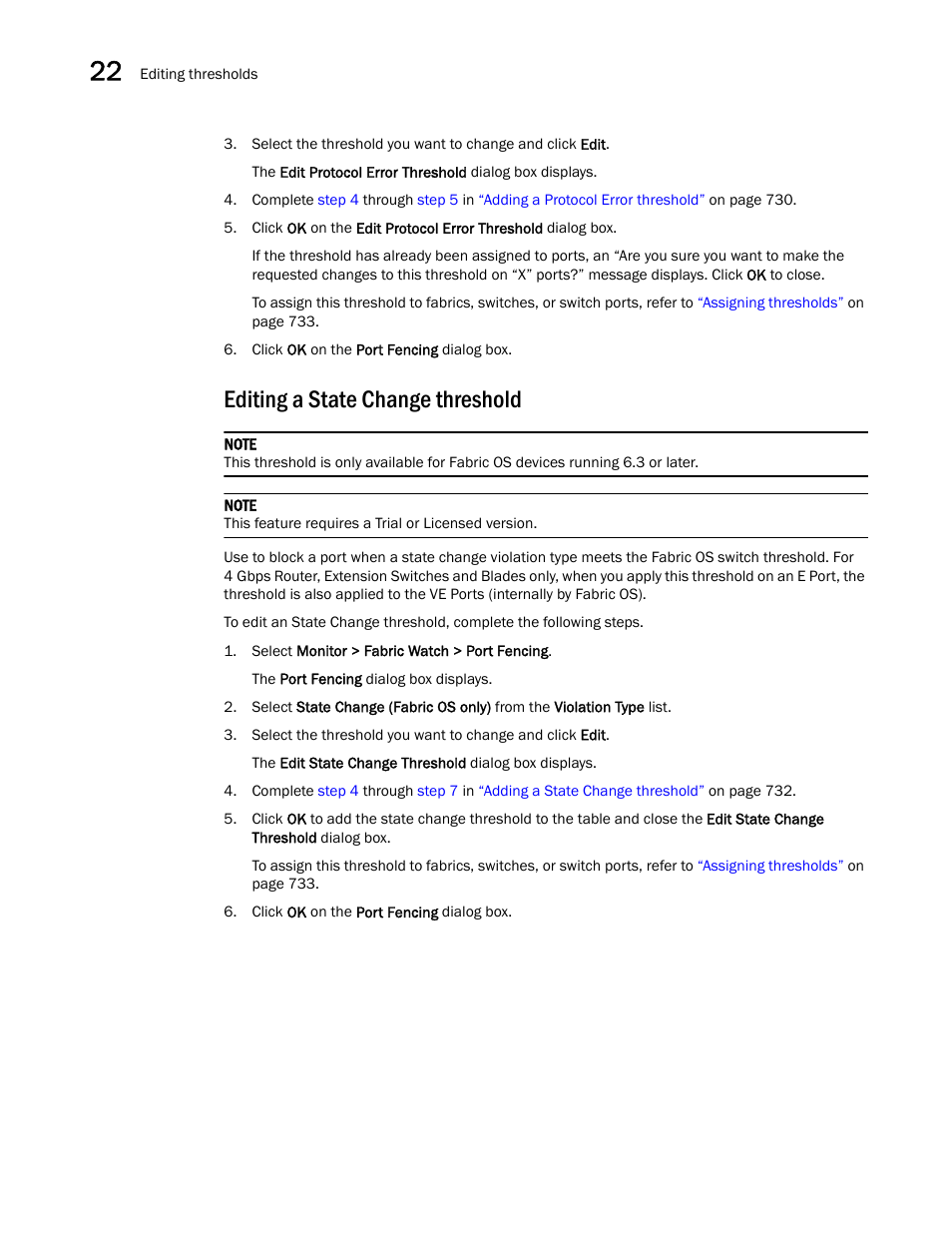 Editing a state change threshold | Brocade Network Advisor IP User Manual v12.1.0 User Manual | Page 792 / 1770