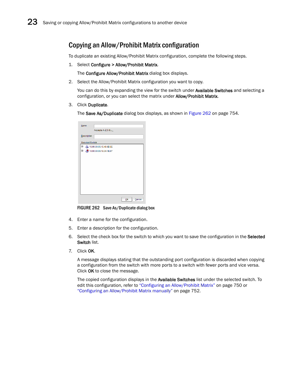 Copying an allow/prohibit matrix configuration | Brocade Network Advisor IP User Manual v12.1.0 User Manual | Page 808 / 1770