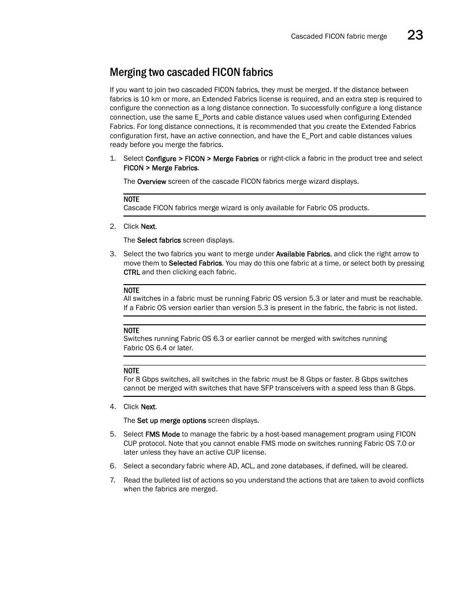 Merging two cascaded ficon fabrics | Brocade Network Advisor IP User Manual v12.1.0 User Manual | Page 817 / 1770