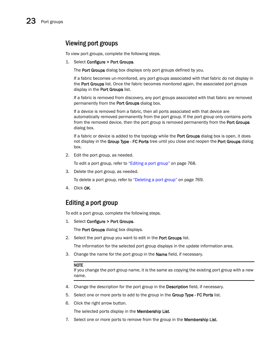 Viewing port groups, Editing a port group | Brocade Network Advisor IP User Manual v12.1.0 User Manual | Page 822 / 1770