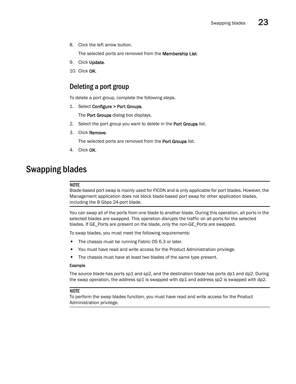 Deleting a port group, Swapping blades | Brocade Network Advisor IP User Manual v12.1.0 User Manual | Page 823 / 1770