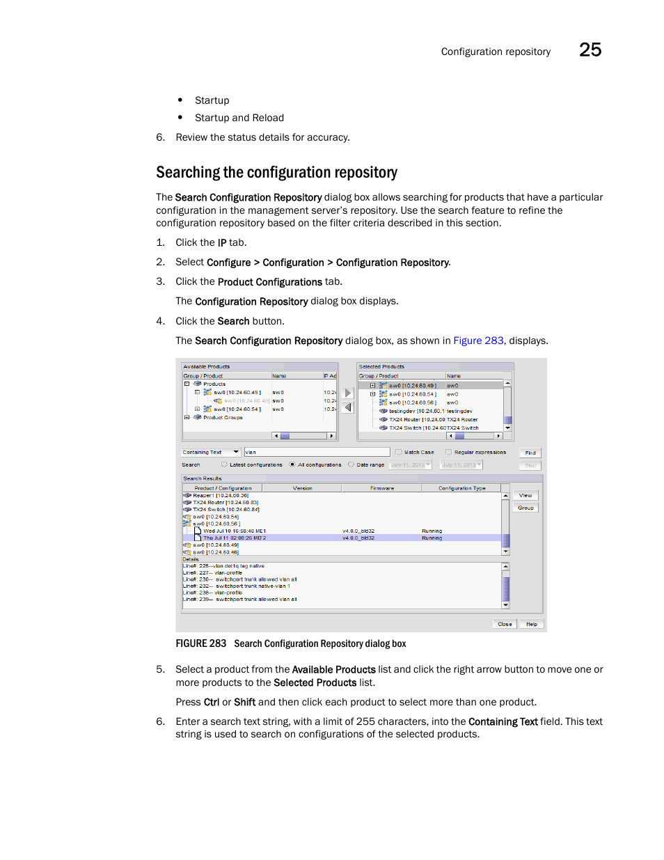 Searching the configuration repository | Brocade Network Advisor IP User Manual v12.1.0 User Manual | Page 847 / 1770