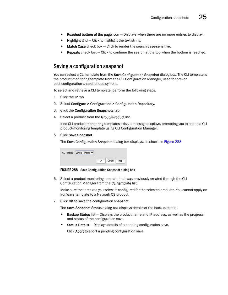 Saving a configuration snapshot | Brocade Network Advisor IP User Manual v12.1.0 User Manual | Page 857 / 1770