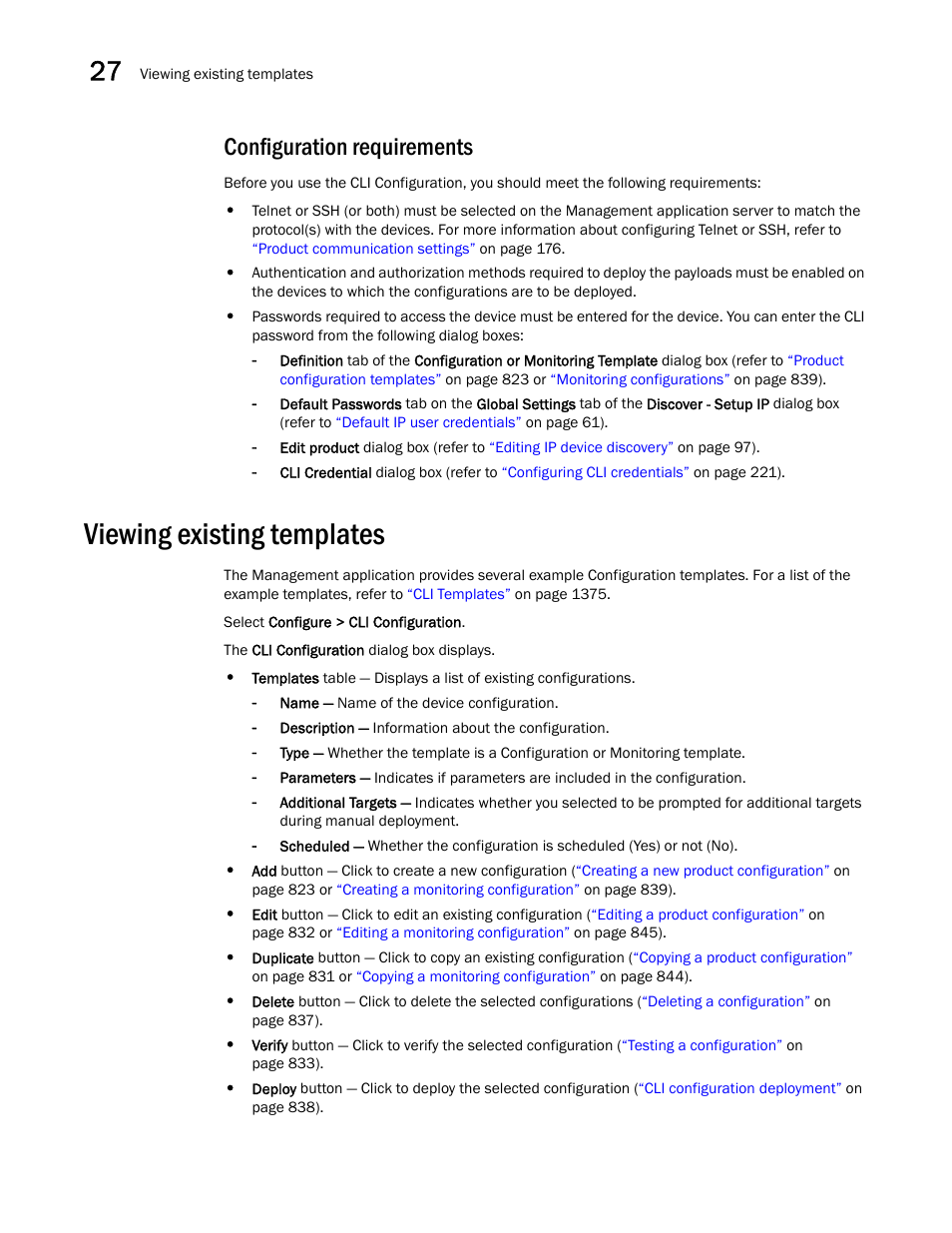 Configuration requirements, Viewing existing templates | Brocade Network Advisor IP User Manual v12.1.0 User Manual | Page 876 / 1770