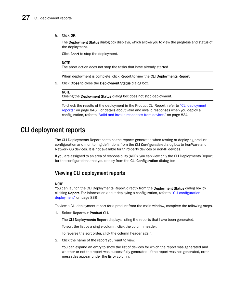 Cli deployment reports, Viewing cli deployment reports, Cli deployment | Reports | Brocade Network Advisor IP User Manual v12.1.0 User Manual | Page 900 / 1770