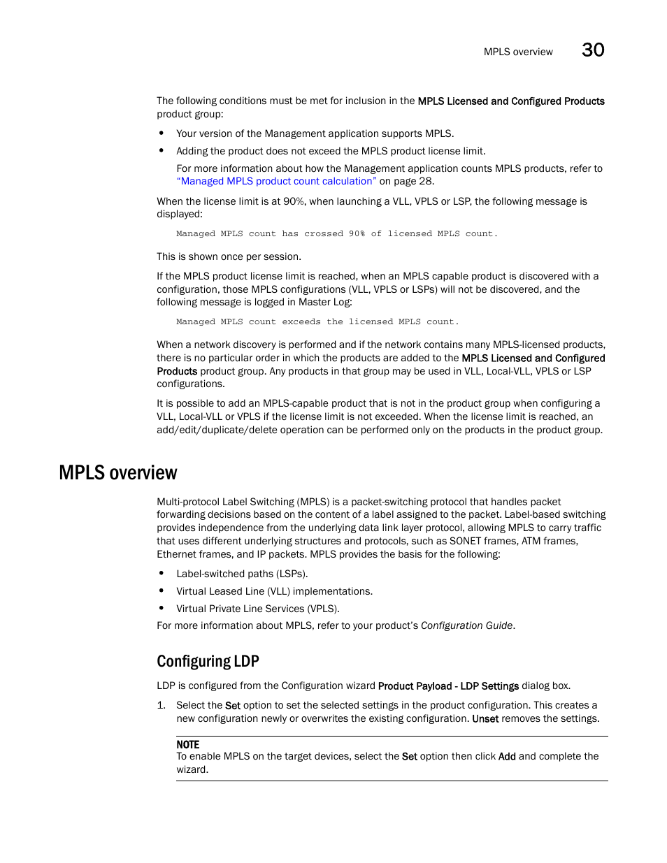 Mpls overview, Configuring ldp | Brocade Network Advisor IP User Manual v12.1.0 User Manual | Page 941 / 1770