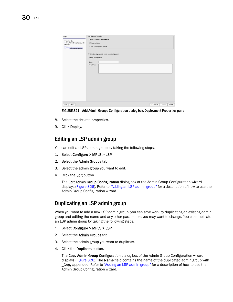 Editing an lsp admin group, Duplicating an lsp admin group | Brocade Network Advisor IP User Manual v12.1.0 User Manual | Page 948 / 1770