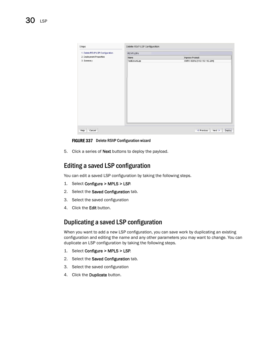 Editing a saved lsp configuration, Duplicating a saved lsp configuration, Figure 337 | Brocade Network Advisor IP User Manual v12.1.0 User Manual | Page 960 / 1770