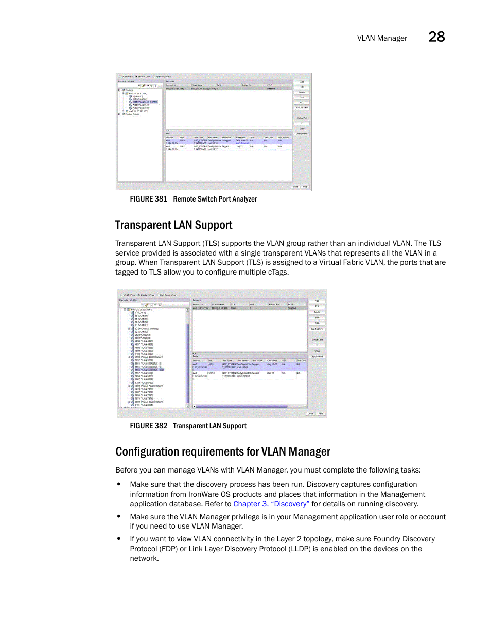 Transparent lan support, Configuration requirements for vlan manager | Brocade Network Advisor IP User Manual v12.3.0 User Manual | Page 1003 / 1928