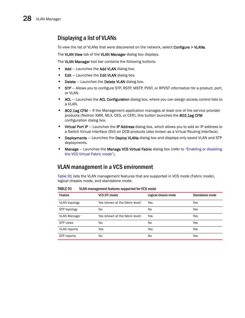 Displaying a list of vlans, Vlan management in a vcs environment | Brocade Network Advisor IP User Manual v12.3.0 User Manual | Page 1004 / 1928