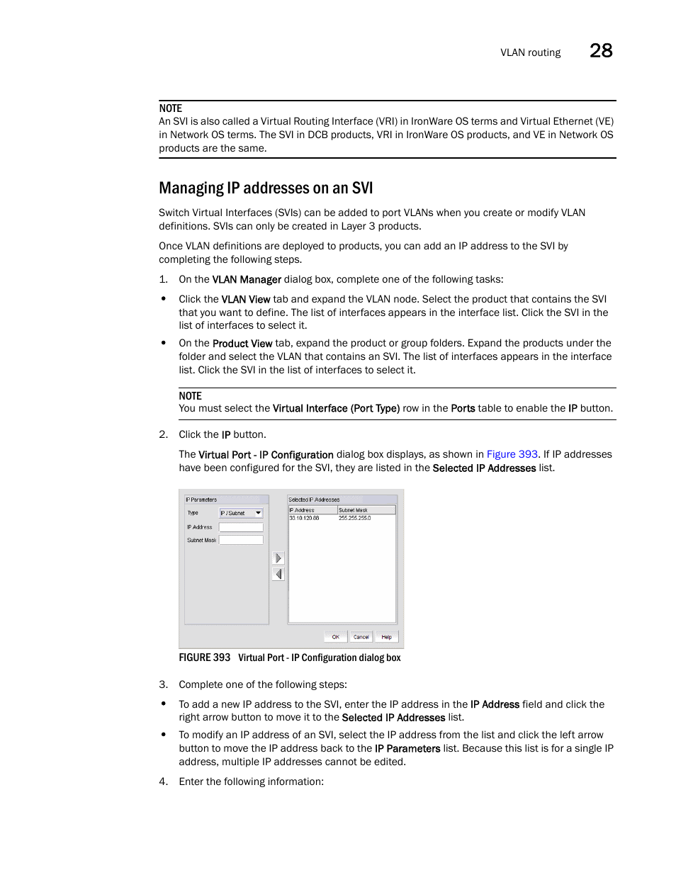 Managing ip addresses on an svi | Brocade Network Advisor IP User Manual v12.3.0 User Manual | Page 1023 / 1928