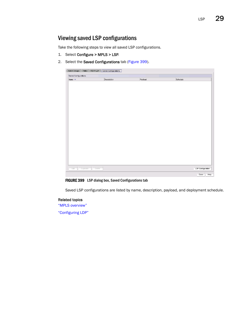 Viewing saved lsp configurations | Brocade Network Advisor IP User Manual v12.3.0 User Manual | Page 1033 / 1928