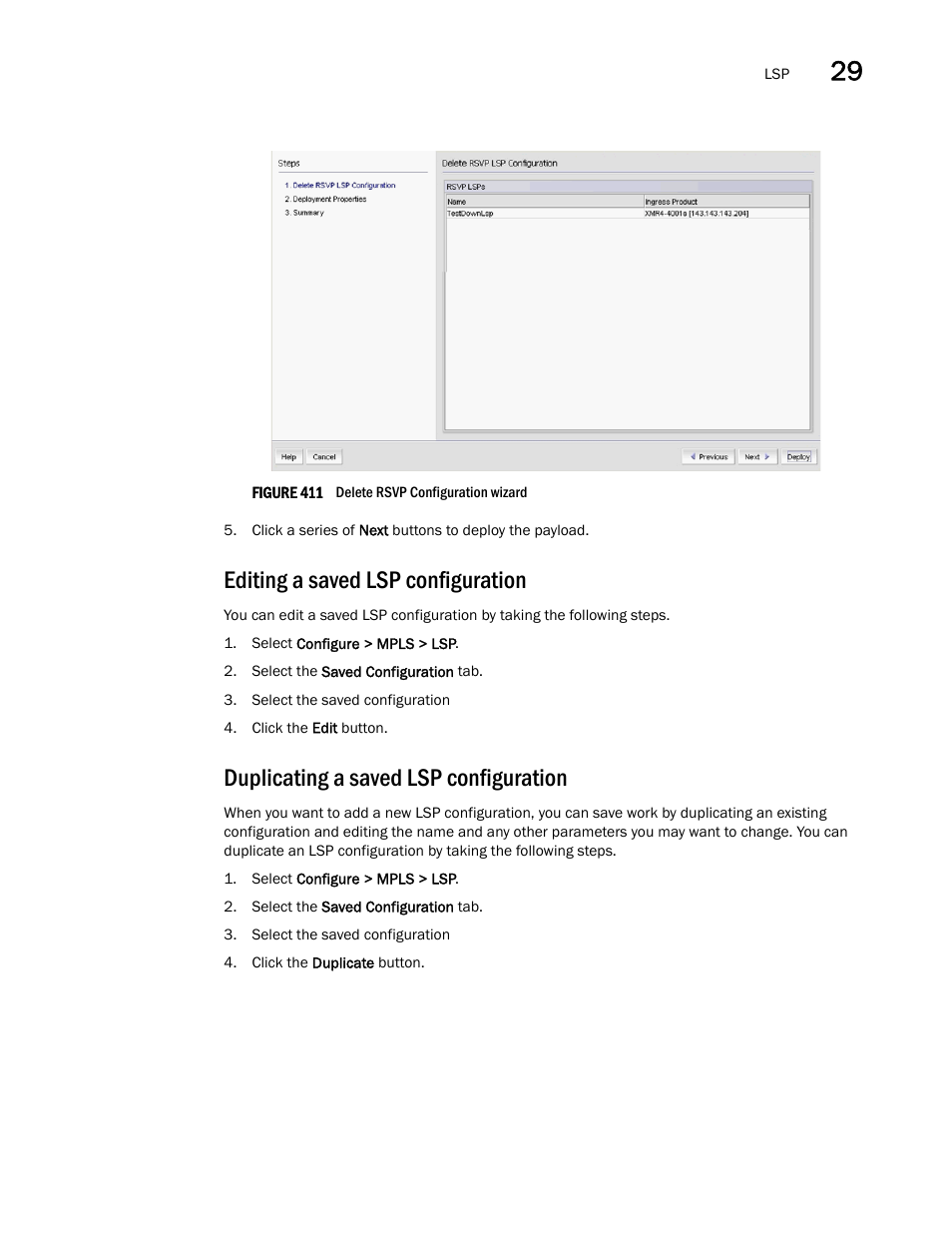 Editing a saved lsp configuration, Duplicating a saved lsp configuration, Figure 411 | Brocade Network Advisor IP User Manual v12.3.0 User Manual | Page 1047 / 1928