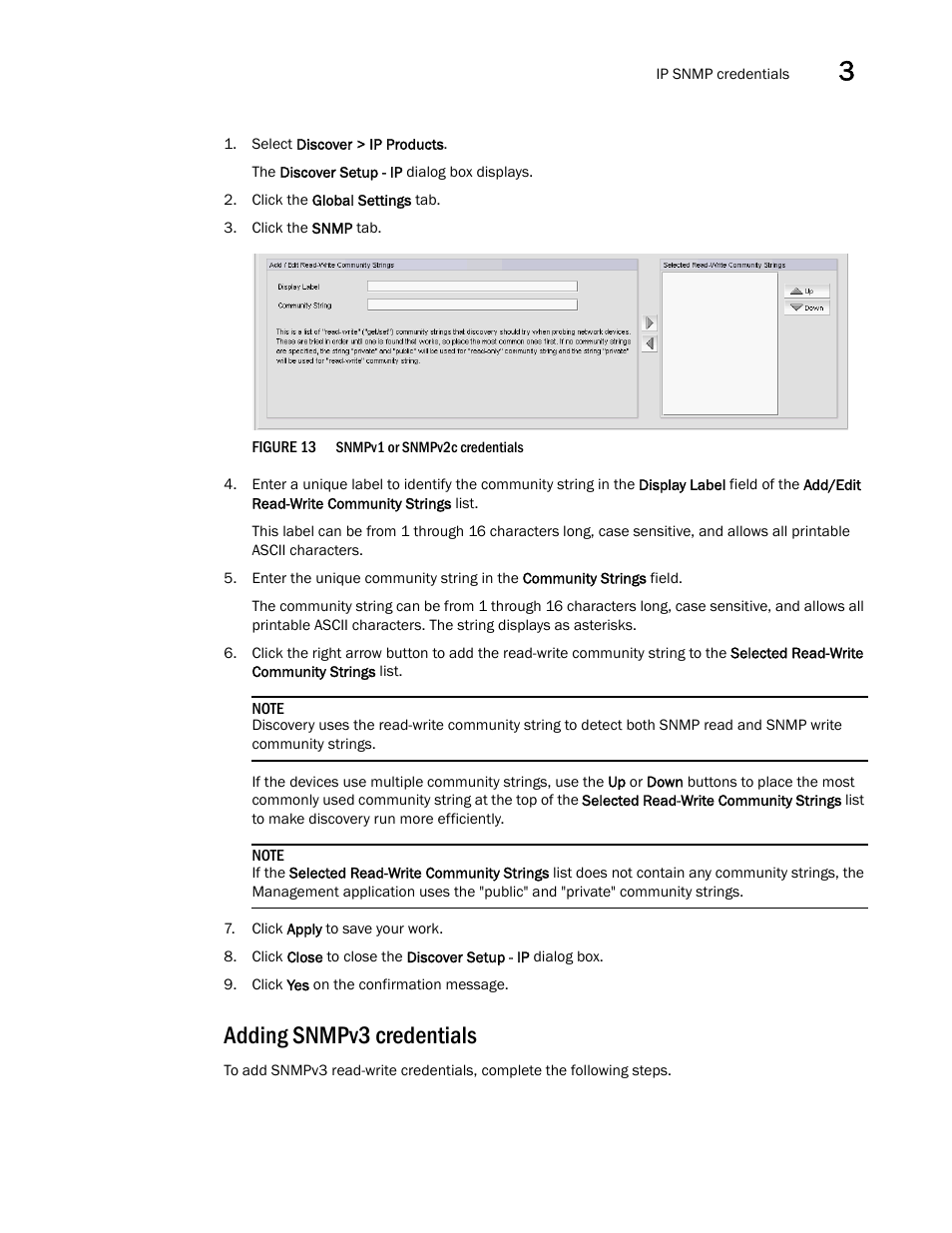 Adding snmpv3 credentials | Brocade Network Advisor IP User Manual v12.3.0 User Manual | Page 105 / 1928