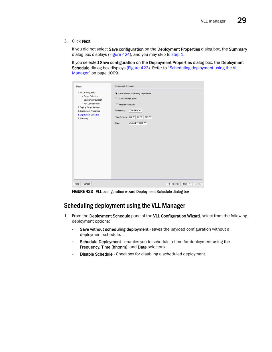 Scheduling deployment using the vll manager | Brocade Network Advisor IP User Manual v12.3.0 User Manual | Page 1061 / 1928