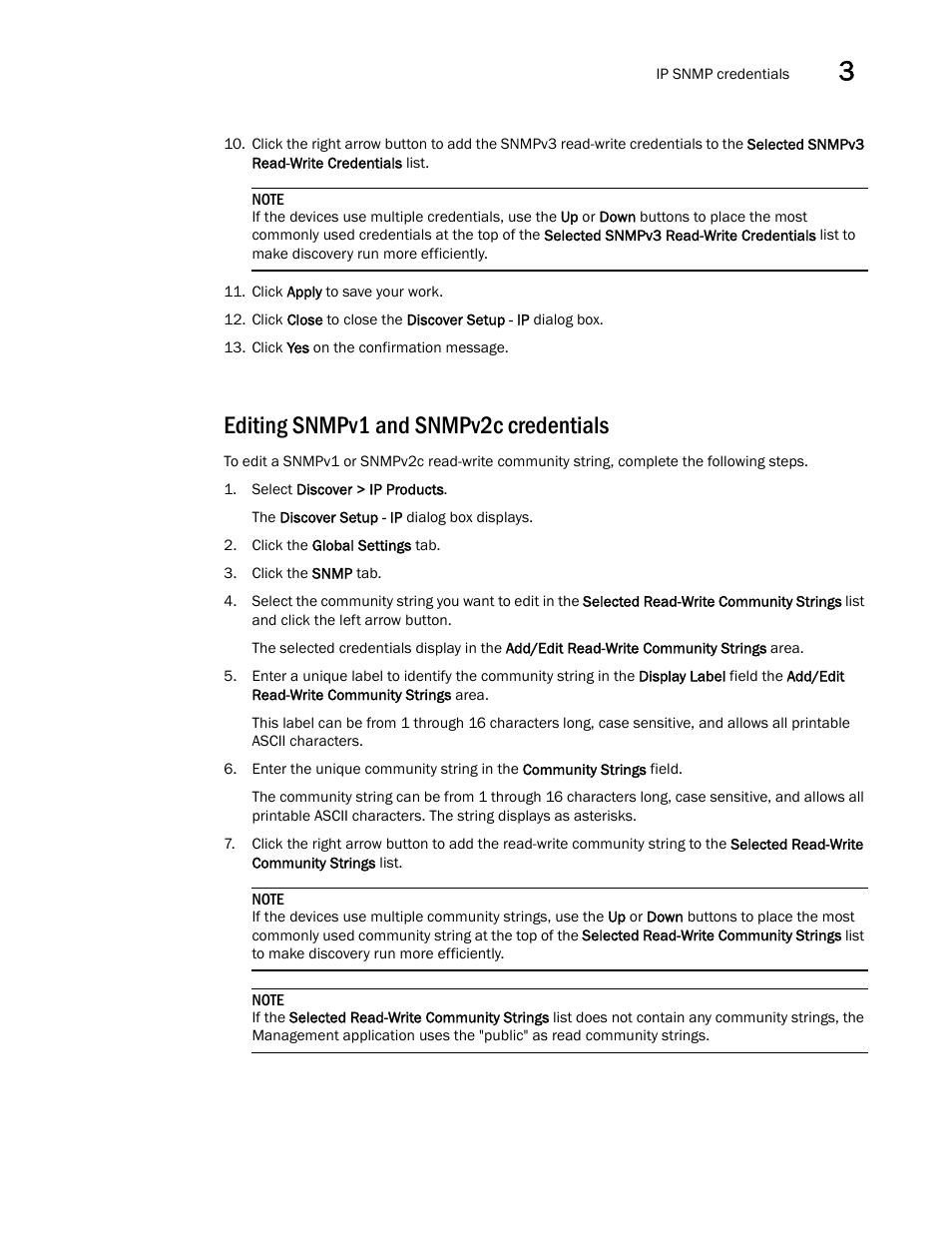Editing snmpv1 and snmpv2c credentials | Brocade Network Advisor IP User Manual v12.3.0 User Manual | Page 107 / 1928